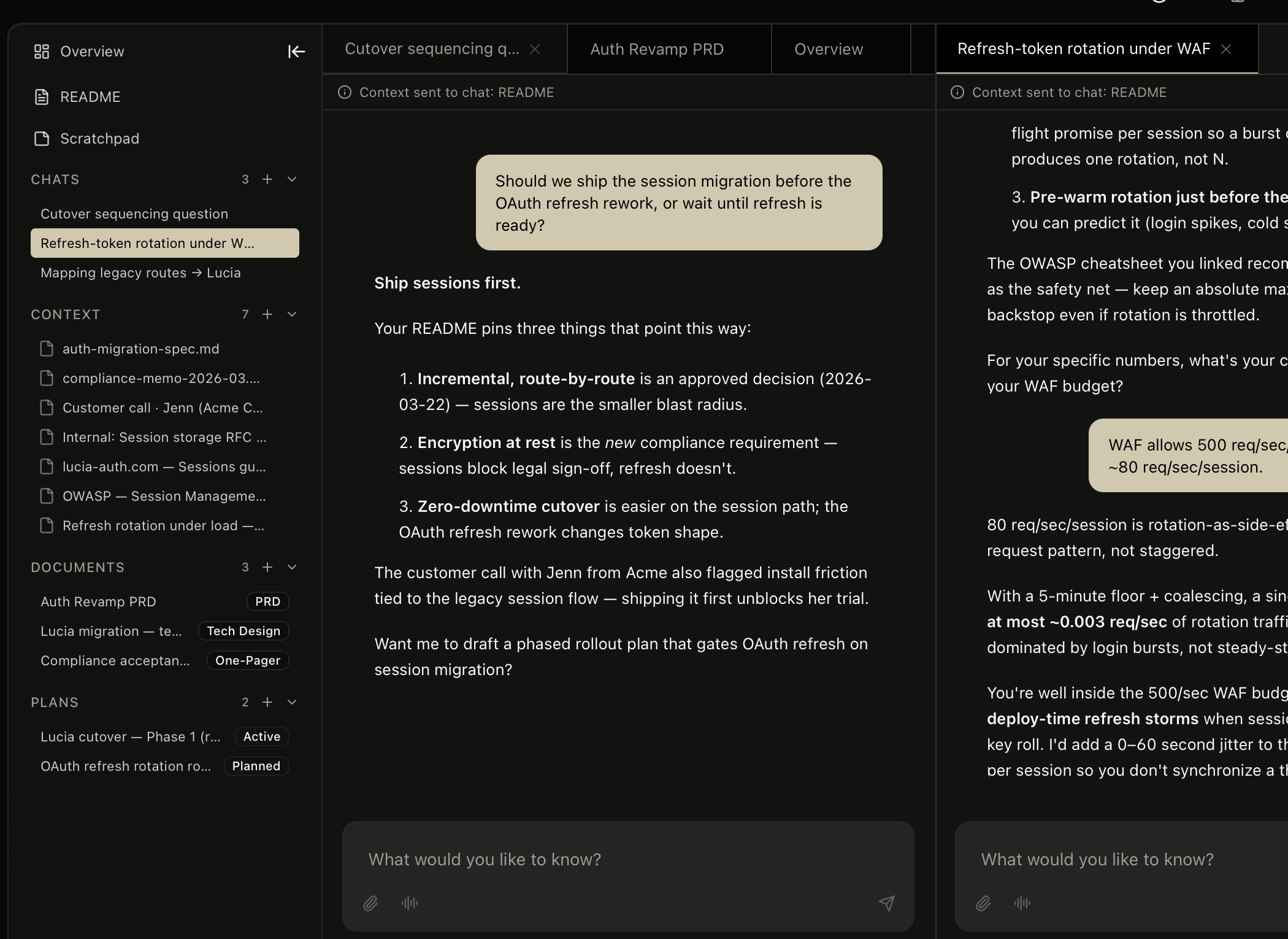 Kasava workspace-scoped chat answering with inherited context