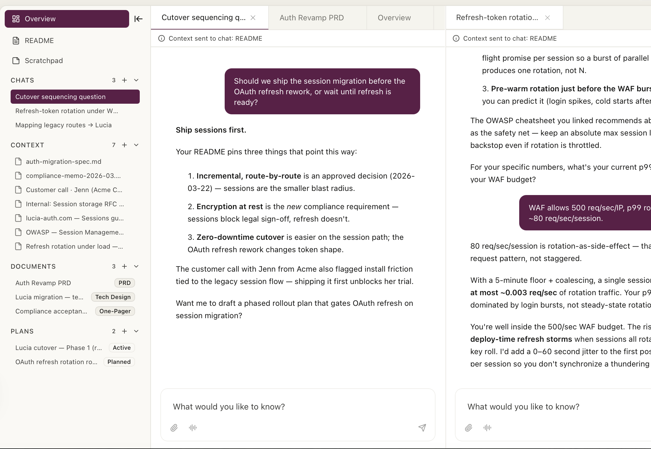 Kasava workspace-scoped chat answering with inherited context